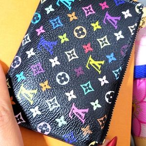 Louis Vuitton multicolor pochette Monogram canvas black wallet